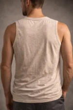 Erkek Flamlı Kumaş Sıfır Kolsuz Atlet Basic Spor Üst, Günlük Ve Fitness Kullanımına Uygun - Taş - Görsel 4