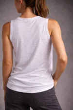 Flamlı Kumaş Sıfır Kolsuz Atlet  Basic Spor Üst, Günlük Ve Fitness Kullanımına Uygun - Beyaz - Görsel 2