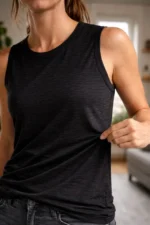 Flamlı Kumaş Sıfır Kolsuz Atlet Basic Spor Üst, Günlük Ve Fitness Kullanımına Uygun - Siyah - Görsel 4