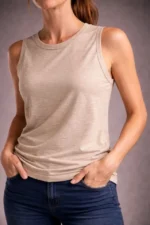 Flamlı Kumaş Sıfır Kolsuz Atlet Basic Spor Üst, Günlük Ve Fitness Kullanımına Uygun - Taş