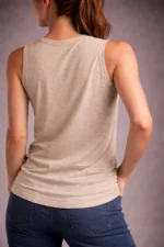 Flamlı Kumaş Sıfır Kolsuz Atlet Basic Spor Üst, Günlük Ve Fitness Kullanımına Uygun - Taş - Görsel 2