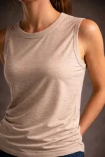 Flamlı Kumaş Sıfır Kolsuz Atlet Basic Spor Üst, Günlük Ve Fitness Kullanımına Uygun - Taş - Görsel 3