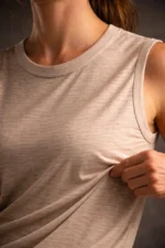 Flamlı Kumaş Sıfır Kolsuz Atlet Basic Spor Üst, Günlük Ve Fitness Kullanımına Uygun - Taş - Görsel 4