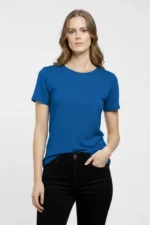 T-Shirt Bisiklet Yaka Slim Fit Likralı Tişört Günlük Basic Body - İndigo - Görsel 2