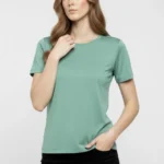 T-Shirt Bisiklet Yaka Slim Fit Likralı Tişört Günlük Basic Body - Mint Yeşili