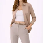 Uzun Kollu Gömlek Düğmeli Klasik Yaka Günlük Ve Ofis Şıklığına Uygun - Bej