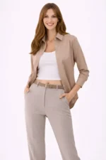 Uzun Kollu Gömlek Düğmeli Klasik Yaka Günlük Ve Ofis Şıklığına Uygun - Bej