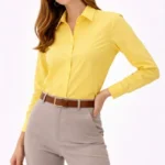 Uzun Kollu Gömlek Düğmeli Klasik Yaka Günlük Ve Ofis Şıklığına Uygun - Sarı