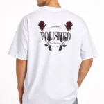 Erkek Bisiklet Yaka Baskılı Kısa Kollu Tişört Streetwear Günlük Basic Pamuklu T-shirt - Beyaz