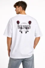 Erkek Bisiklet Yaka Baskılı Kısa Kollu Tişört Streetwear Günlük Basic Pamuklu T-shirt - Beyaz