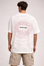 Erkek Bisiklet Yaka Baskılı Kısa Kollu Tişört Streetwear Günlük Basic Pamuklu T-shirt - Beyaz