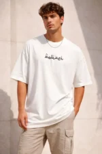 Erkek Bisiklet Yaka Baskılı Kısa Kollu Tişört Streetwear Günlük Basic Pamuklu T-shirt - Beyaz - Görsel 3