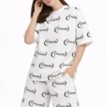 Oversize Ön Ve Arka Baskılı Tişört Şort Takım Rahat Kalıp Yazlık Günlük Kombin - Beyaz