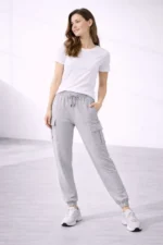 Jogger Eşofman Altı Rahat Kalıp, Kargo Cepli, Lastikli Paça, Günlük Spor Pantolon - Gri