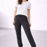 Jogger Eşofman Altı Rahat Kalıp, Kargo Cepli, Lastikli Paça, Günlük Spor Pantolon - Füme