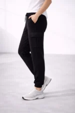 Jogger Eşofman Altı Rahat Kalıp, Kargo Cepli, Lastikli Paça, Günlük Spor Pantolon - Siyah - Görsel 3