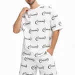 Erkek Oversize Ön Ve Arka Baskılı Tişört Şort Takım Rahat Kalıp Yazlık Günlük Kombin - Beyaz