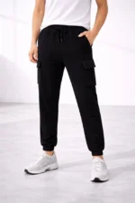 Erkek Jogger Eşofman Altı Regular Fit , Kargo Cepli, Lastikli Paça, Günlük Spor Pantolon - Siyah - Görsel 3