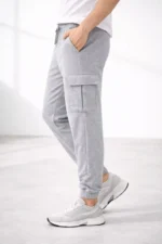 Erkek Jogger Eşofman Altı Regular Fit , Kargo Cepli, Lastikli Paça, Günlük Spor Pantolon - Gri