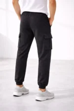 Erkek Jogger Eşofman Altı Regular Fit , Kargo Cepli, Lastikli Paça, Günlük Spor Pantolon - Füme - Görsel 2