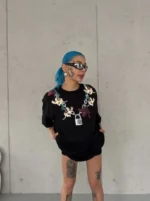 Baskılı T-Shirt Kısa Kol Bisiklet Yaka Regular Rahat Kalıp Günlük Tişört - Siyah