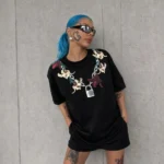 Baskılı T-Shirt Kısa Kol Bisiklet Yaka Regular Rahat Kalıp Günlük Tişört - Siyah - Görsel 3