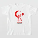 23 Nisan Çocuk Bayramı Baskılı Özel T-shirt - Beyaz - Görsel 3