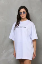 Baskılı T-Shirt Kısa Kol Bisiklet Yaka Regular Rahat Kalıp Günlük Tişört - Beyaz - Görsel 3