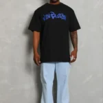 Erkek Baskılı T-Shirt Kısa Kol Bisiklet Yaka Regular Fit Rahat Kalıp Günlük Tişört - Siyah