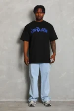 Erkek Baskılı T-Shirt Kısa Kol Bisiklet Yaka Regular Fit Rahat Kalıp Günlük Tişört - Siyah