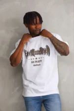 Erkek Baskılı T-Shirt Kısa Kol Bisiklet Yaka Regular Fit Rahat Kalıp Günlük Tişört - Beyaz - Görsel 3