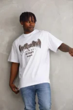 Erkek Baskılı T-Shirt Kısa Kol Bisiklet Yaka Regular Fit Rahat Kalıp Günlük Tişört - Beyaz - Görsel 4