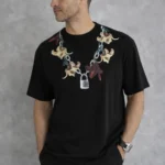 Erkek Baskılı T-Shirt Kısa Kol Bisiklet Yaka Regular Fit Rahat Kalıp Günlük Tişört - Siyah