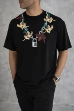 Erkek Baskılı T-Shirt Kısa Kol Bisiklet Yaka Regular Fit Rahat Kalıp Günlük Tişört - Siyah - Görsel 2