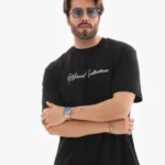 Erkek Baskılı T-Shirt Kısa Kol Bisiklet Yaka Regular Fit Rahat Kalıp Günlük Tişört - Siyah