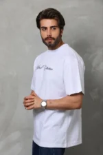 Erkek Baskılı T-Shirt Kısa Kol Bisiklet Yaka Regular Fit Rahat Kalıp Günlük Tişört - Beyaz - Görsel 2
