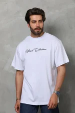 Erkek Baskılı T-Shirt Kısa Kol Bisiklet Yaka Regular Fit Rahat Kalıp Günlük Tişört - Beyaz - Görsel 3