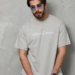 Erkek Baskılı T-Shirt Kısa Kol Bisiklet Yaka Regular Fit Rahat Kalıp Günlük Tişört - Gri