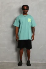 Erkek Baskılı T-Shirt Kısa Kol Bisiklet Yaka Regular Fit Rahat Kalıp Günlük Tişört - Mint Yeşili - Görsel 3