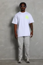 Erkek Baskılı T-Shirt Kısa Kol Bisiklet Yaka Regular Fit Rahat Kalıp Günlük Tişört - Beyaz - Görsel 2