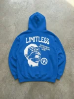 Erkek Premium Baskılı Kapşonlu Sweatshirt Üç İplik İçi Pamuklu Kanguru Cepli - Saks Mavisi - Görsel 2