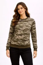 Kamuflaj Desenli 2 İplik 4 Mevsim Uzun Kollu Bisiklet Yaka Sweatshirt - Kamuflaj - Görsel 2