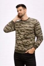 Erkek Kamuflaj Desenli 2 İplik 4 Mevsim Uzun Kollu Bisiklet Yaka Sweatshirt - Kamuflaj - Görsel 2