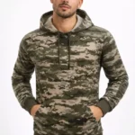 Erkek Kamuflaj Desenli 2 İplik 4 Mevsim Kapüşonlu Kanguru Cepli Hoodie Sweatshirt - Kamuflaj