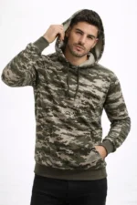 Erkek Kamuflaj Desenli 2 İplik 4 Mevsim Kapüşonlu Kanguru Cepli Hoodie Sweatshirt - Kamuflaj - Görsel 2