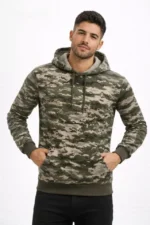Erkek Kamuflaj Desenli 2 İplik 4 Mevsim Kapüşonlu Kanguru Cepli Hoodie Sweatshirt - Kamuflaj - Görsel 3
