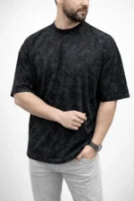 Erkek Premium Tişört OSY Yumuşak Dokulu Yıkamalı Oversize T-Shirt - Siyah