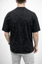 Erkek Premium Tişört OSY Yumuşak Dokulu Yıkamalı Oversize T-Shirt - Siyah - Görsel 2