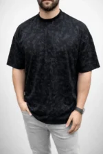 Erkek Premium Tişört OSY Yumuşak Dokulu Yıkamalı Oversize T-Shirt - Siyah - Görsel 4