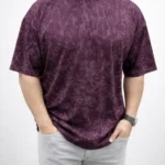 Erkek Premium Tişört OSY Yumuşak Dokulu Yıkamalı Oversize T-Shirt - Bordo